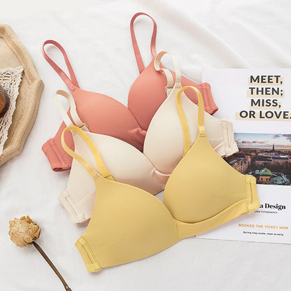 New For Women Yellow Sexy Lingerie Set Padded Bras Wireless Panties One-Piece Bra Sets Underwear A B