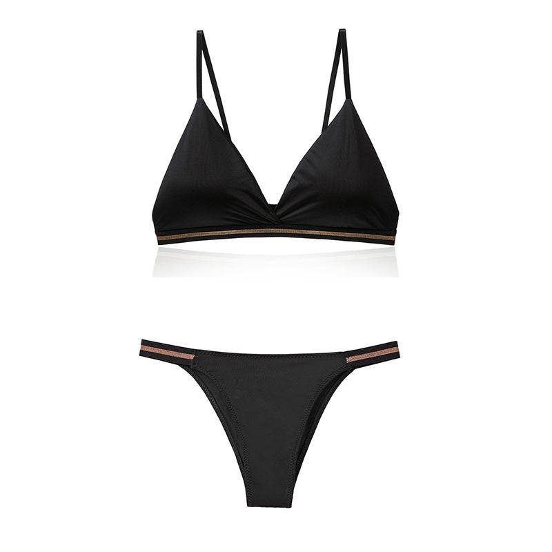 Women's Lingerie Set Bra Brief Sets Woman Triangle Cup Bralette Seamless Wireless Ice Silk Bras & Panties Underwear Female