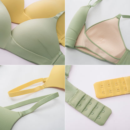 vNew For Women Yellow Sexy Lingerie Set Padded Bras Wireless Panties One-Piece Bra Sets Underwear A B