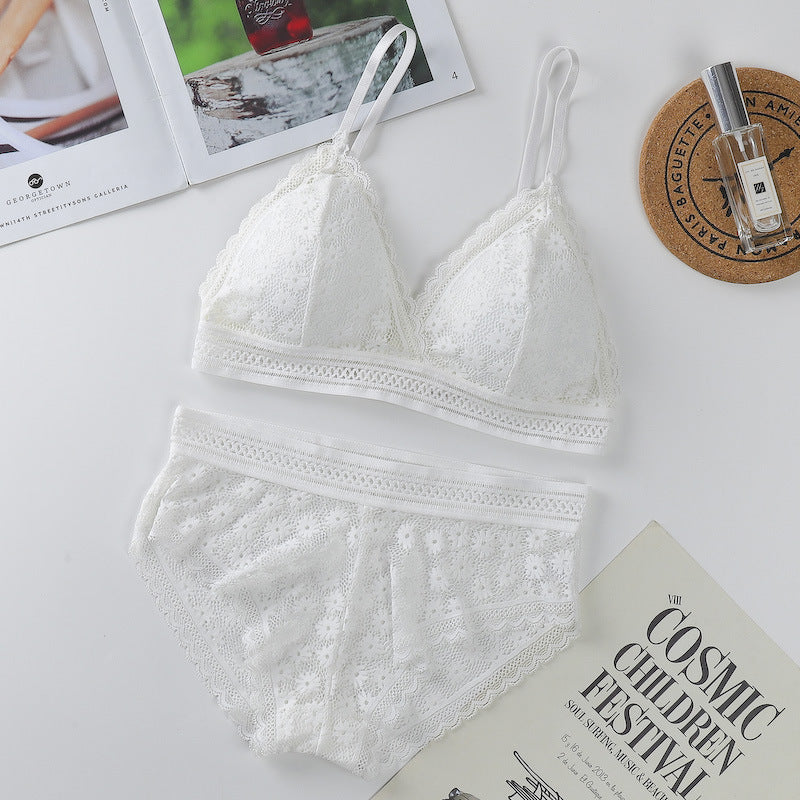 Women's Lace Bra Sets Seamless Underwear Backless Vest Sexy Padded Bralette Lingerie Ultrathin Bra & Brief Sets Female Intimates